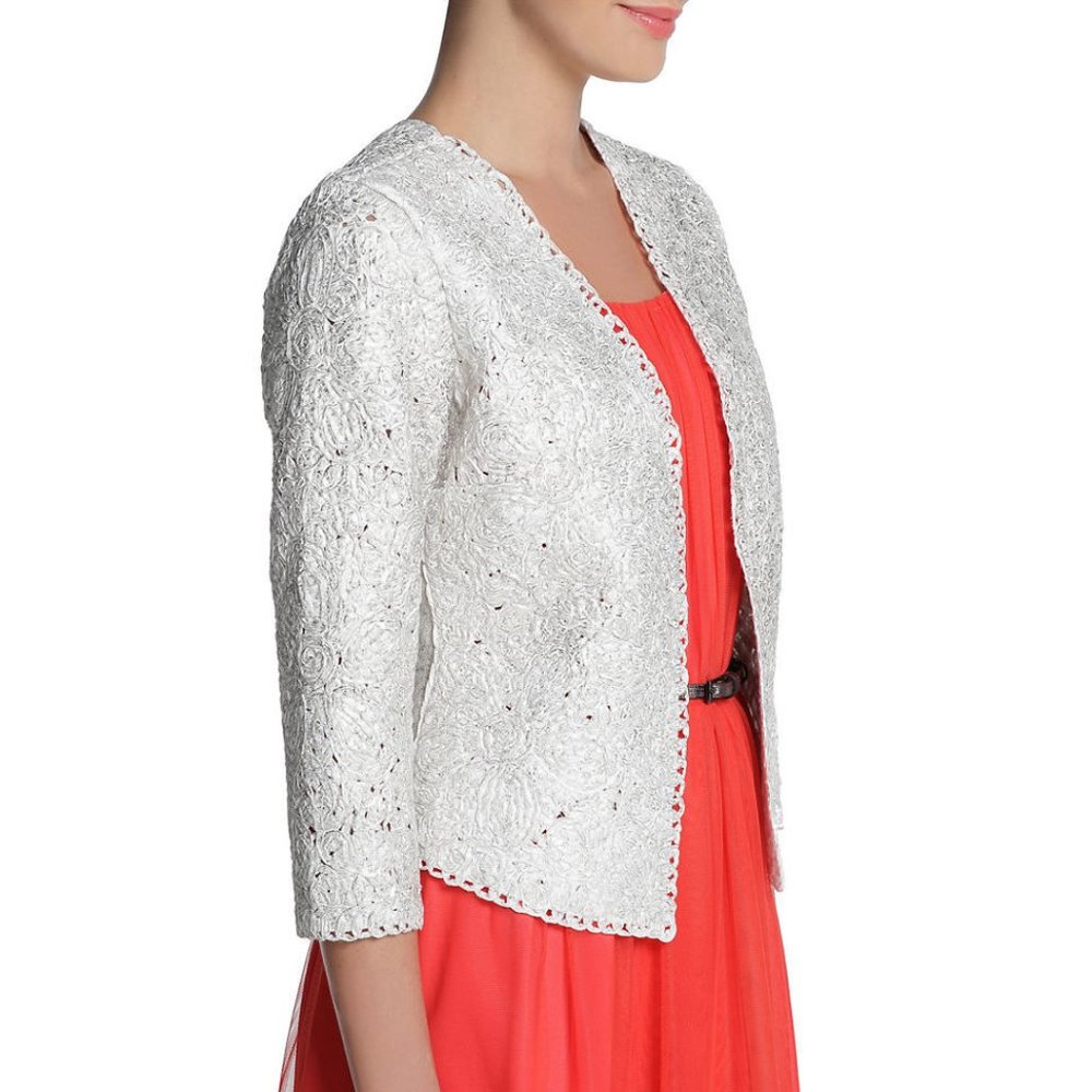 NIC + ZOE New JACKET Shimmered Metallic Lace Topper Cover Women's - Picture 5 of 10